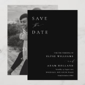 Ellesmere Black Minimalistische bruiloft Save the  Kaart (Voorkant / Achterkant)