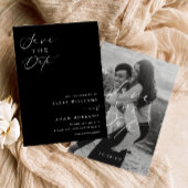 Ellesmere Black Minimalistische bruiloft Save the  Kaart