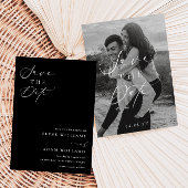 Ellesmere Black Minimalistische bruiloft Save the Kaart