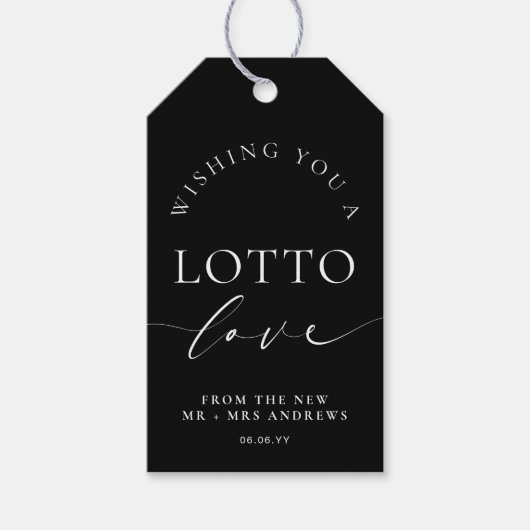 Ellesmere Black Wishing You A Lotto Love Bruiloft Cadeaulabel (Voorkant)