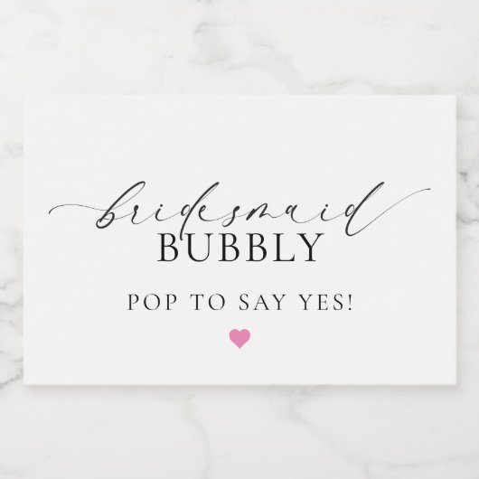 Ellesmere Bruidsmeisje Voorstel Mousserende Wijn L Sparkling Wijnetiket (Enkel label)