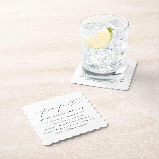 Ellesmere bruiloft leuke feiten geschulpte kartonnen onderzetters (Insitu)