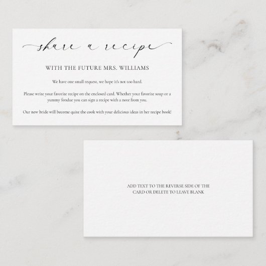 Ellesmere Deel een recept Informatiekaartje (Voorkant / Achterkant)