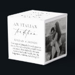 Ellesmere Een Italiaanse traditie 5 gesuikerde ama Bedankdoosjes<br><div class="desc">Deze gesuikerde amandelen bruiloft gunst box voorzien van een minimalistisch ontwerp en kalligrafie kop. Personaliseer het vak met uw namen,  de scriptkop kan niet worden bewerkt. Voor meer geavanceerde aanpassing van dit ontwerp,  selecteert u gewoon de knop "Aanpassen" hierboven.</div>