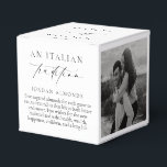 Ellesmere Een Italiaanse traditie 5 gesuikerde ama Bedankdoosjes<br><div class="desc">Deze gesuikerde amandelen bruiloft gunst box voorzien van een minimalistisch ontwerp en kalligrafie kop. Personaliseer het vak met uw namen,  de scriptkop kan niet worden bewerkt. Voor meer geavanceerde aanpassing van dit ontwerp,  selecteert u gewoon de knop "Aanpassen" hierboven.</div>