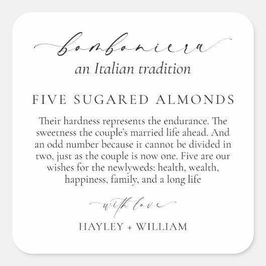 Ellesmere Een Italiaanse traditie 5 gesuikerde ama Vierkante Sticker (Voorkant)