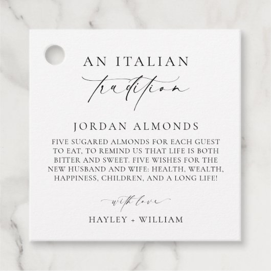 Ellesmere Een Italiaanse traditie van gesuikerde a Bedankjes Labels (Voorkant)