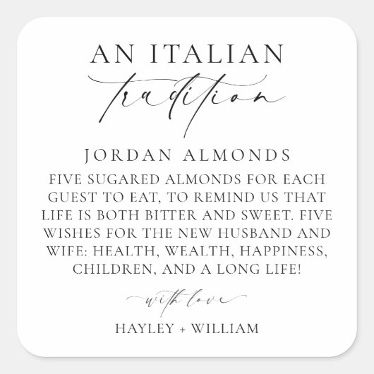 Ellesmere Een Italiaanse traditie van gesuikerde a Vierkante Sticker (Voorkant)