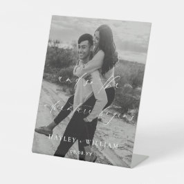 Ellesmere en zo begint het avontuur te trouwen reclamebord met voetstuk