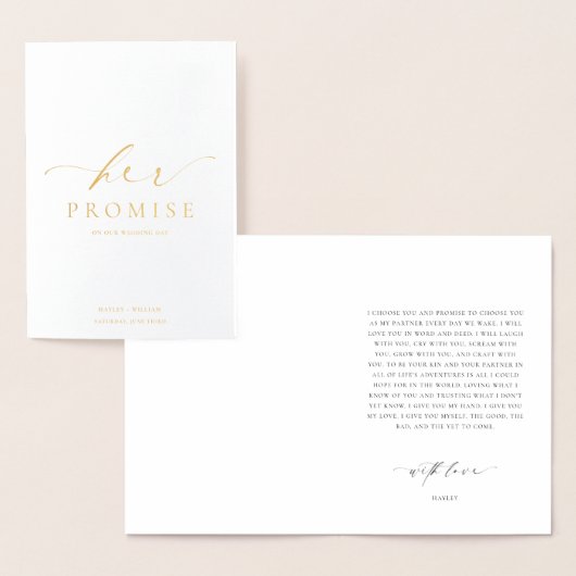 Ellesmere haar belofte gelooft boek bruiloft folie kaarten (Display)