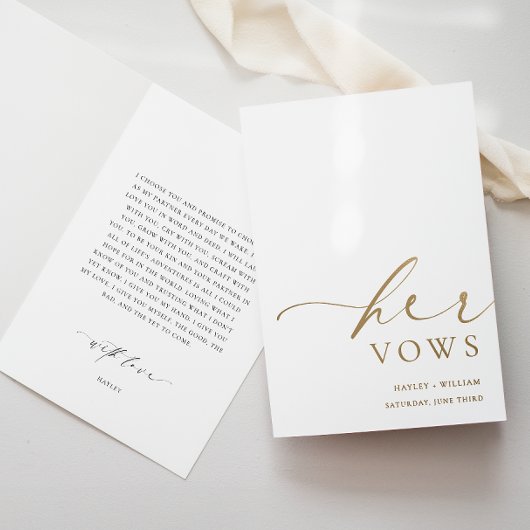 Ellesmere her Vows Wedding Gold Foil Kaart