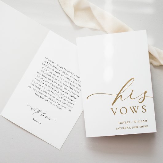 Ellesmere his Vows Wedding Gold Foil Kaart