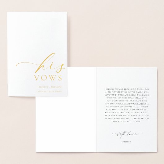 Ellesmere his Vows Wedding Gold Foil Kaart (Display)