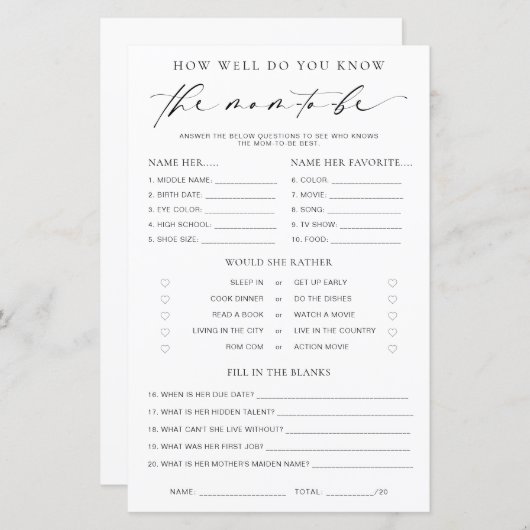 Ellesmere hoe goed ken je het mama-to-be spel? (Voorkant / Achterkant)