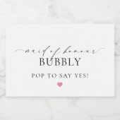 Ellesmere Maid of HONOR proposal Label (UK) Sparkling Wijnetiket (Enkel label)