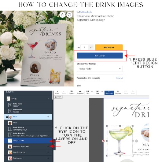 Ellesmere Minimal Pet Photo Signature Drinken Sign Fotoplaat