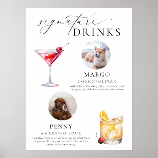 Ellesmere Minimal Pet Photo Signature Drinken Sign Poster (Voorkant)