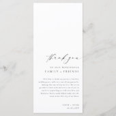 Ellesmere Minimalist Wedding Long Menu & Bedankt (Achterkant)