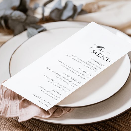 Ellesmere Minimalist Wedding Long Menu & Bedankt
