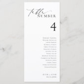 Ellesmere minimalistisch tabelnummer met gastnamen menu (Voorkant)