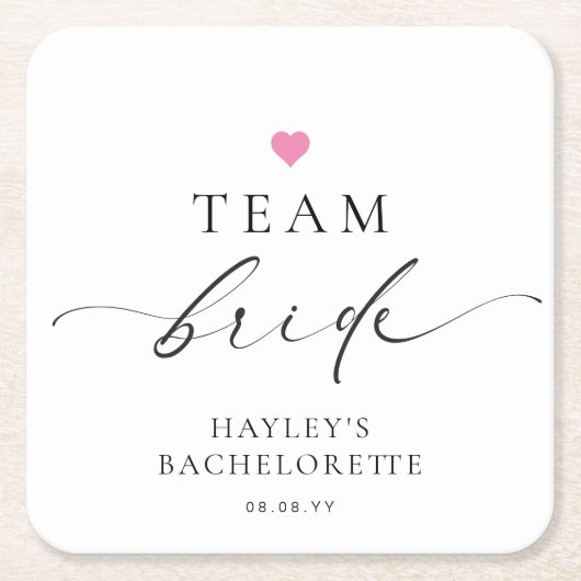 Ellesmere Minimalistisch Team Bruid Bachelorette Kartonnen Onderzetters (Voorkant)