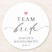 Ellesmere Minimalistisch Team Bruid Bachelorette Ronde Kartonnen Onderzetter (Voorkant)