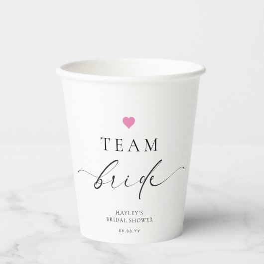 Ellesmere Minimalistisch Team Bruid Papieren Bekers (Voorkant)