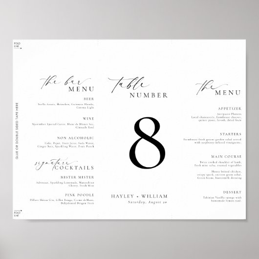 Ellesmere Minimalistisch Tri-Fold Bruiloft Menu Poster (Voorkant)