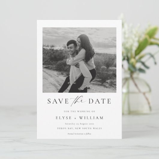Ellesmere minimalistische foto Save the Date Brief Kaart (Staand voorkant)