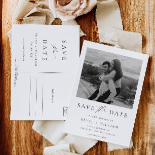 Ellesmere Minimalistische Foto Save The Date Postk Kaart