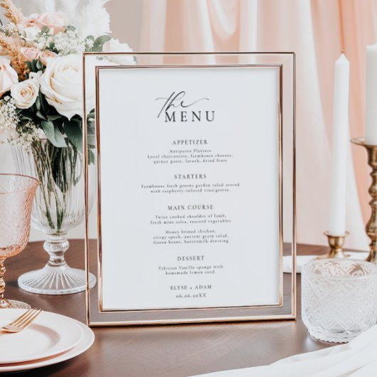 Ellesmere Minimalistische Huwelijksmenu Poster