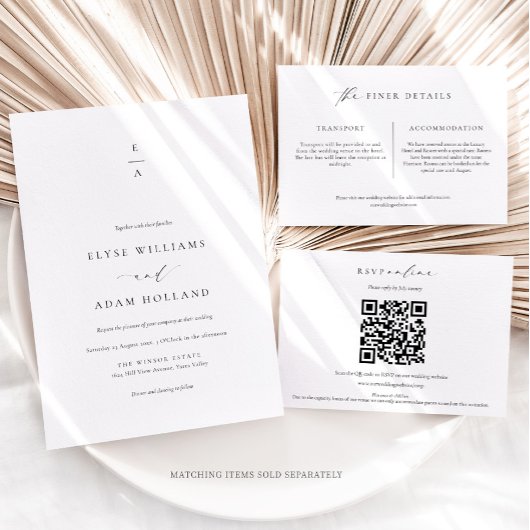 Ellesmere minimalistische RSVP QR-code Informatiekaartje