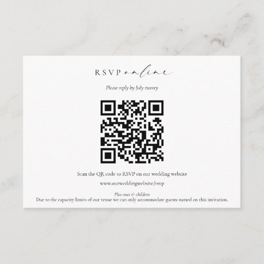 Ellesmere minimalistische RSVP QR-code Informatiekaartje (Voorkant)