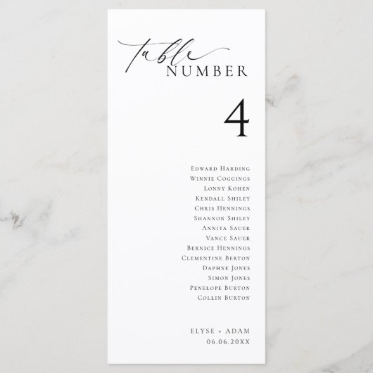 Ellesmere Minimalistische Tafelkaart Met Gastnamen Menu (Achterkant)