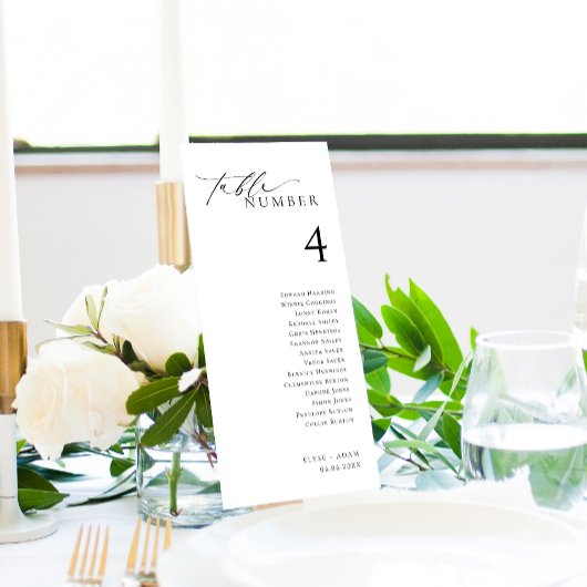 Ellesmere Minimalistische Tafelkaart Met Gastnamen Menu