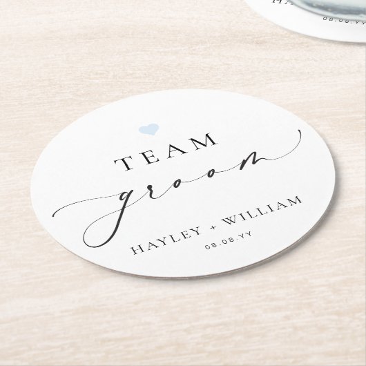 Ellesmere Minimalistische Team Bruidegom Ronde Kartonnen Onderzetter (Gebogen)