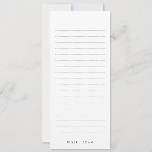Ellesmere Minimalistische Trouw Gastboekkaart Kaart (Achterkant)