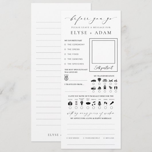 Ellesmere Minimalistische Trouw Gastboekkaart Kaart (Voorkant / Achterkant)