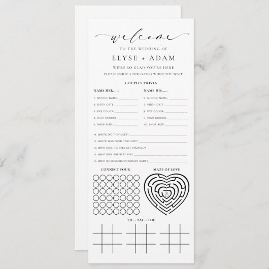 Ellesmere Minimalistische Trouwquiz en Kaart (Voorkant / Achterkant)
