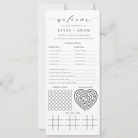 Ellesmere Minimalistische Trouwquiz en Kaart (Voorkant)