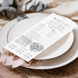 Ellesmere Minimalistische Trouwquiz en Menu<br><div class="desc">Vermaak je bruiloftsgasten met een leuk en interactief weddingquizspel op de achterkant van je menu's. Dit menu heeft een modern minimalistisch ontwerp met een handgeschreven script lettertype op een witte achtergrond voor een schone en eenvoudige look. De scriptkop is een afbeelding dat niet kan worden bewerkt. Alle andere tekst kan...</div>