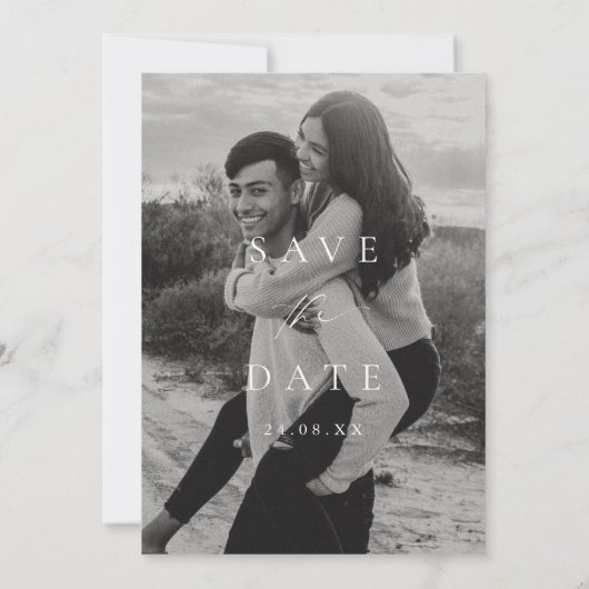 Ellesmere Modern Minimalist Wedding Save the Date Kaart (Achterkant)