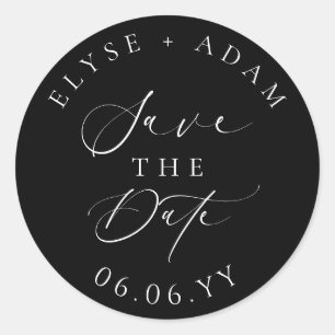 Ellesmere Modern Minimalist Wedding Save the Date Ronde Sticker