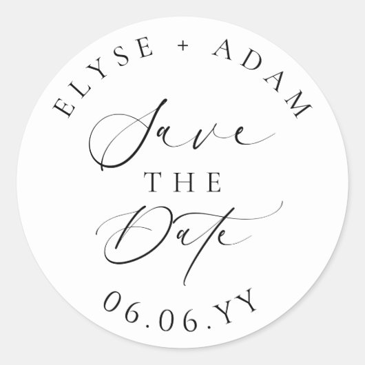 Ellesmere Modern Minimalist Wedding Save the Date Ronde Sticker (Voorkant)