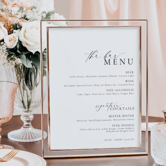 Ellesmere Modern Minimalistisch Barmenu Bord Poster