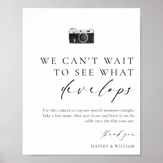 Ellesmere Moderne Minimal Wegwerp Camera Wedding Poster (Voorkant)