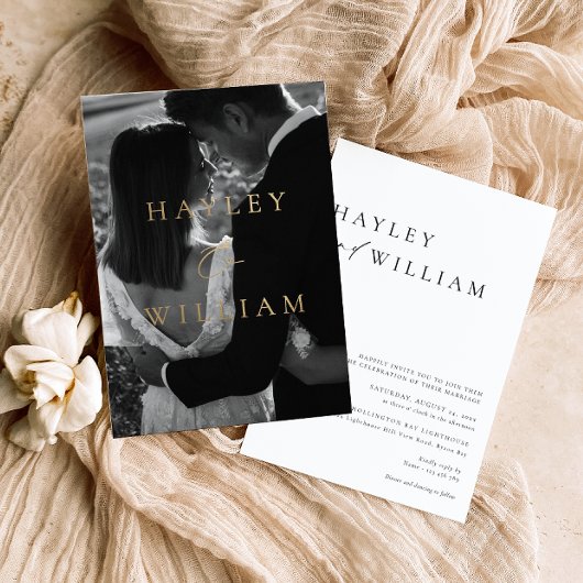 Ellesmere Moderne minimalistische bruiloft Folie Uitnodiging