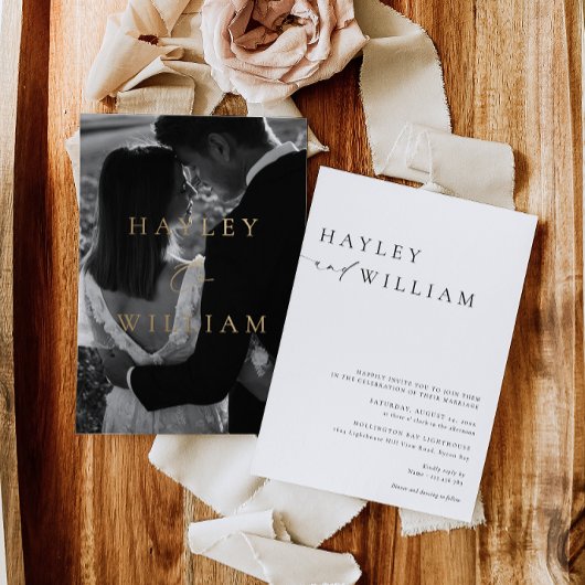 Ellesmere Moderne minimalistische bruiloft Folie Uitnodiging