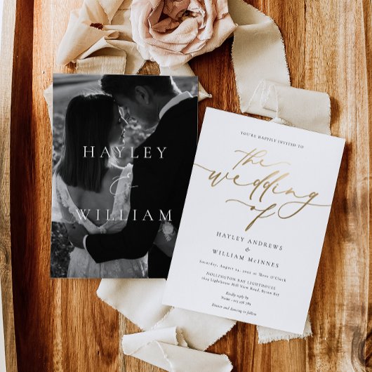 Ellesmere Moderne minimalistische bruiloft Folie Uitnodiging