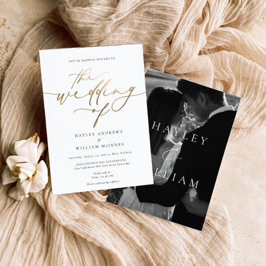 Ellesmere Moderne minimalistische bruiloft Folie Uitnodiging